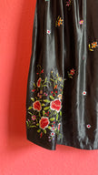 Vintage 1960s Black Embroidered Satin Tracht Apron Skirt