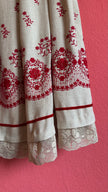 Vintage 1970s Cream and Red Embroidered Tracht Skirt