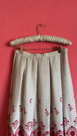 Vintage 1970s Cream and Red Embroidered Tracht Skirt