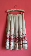 Vintage 1970s Cream and Red Embroidered Tracht Skirt