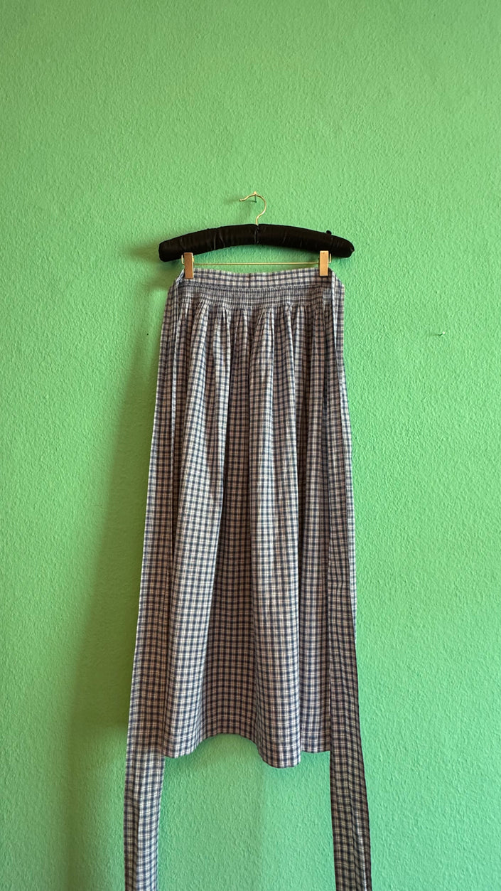 Vintage 1970s Blue Gingham Tracht Apron