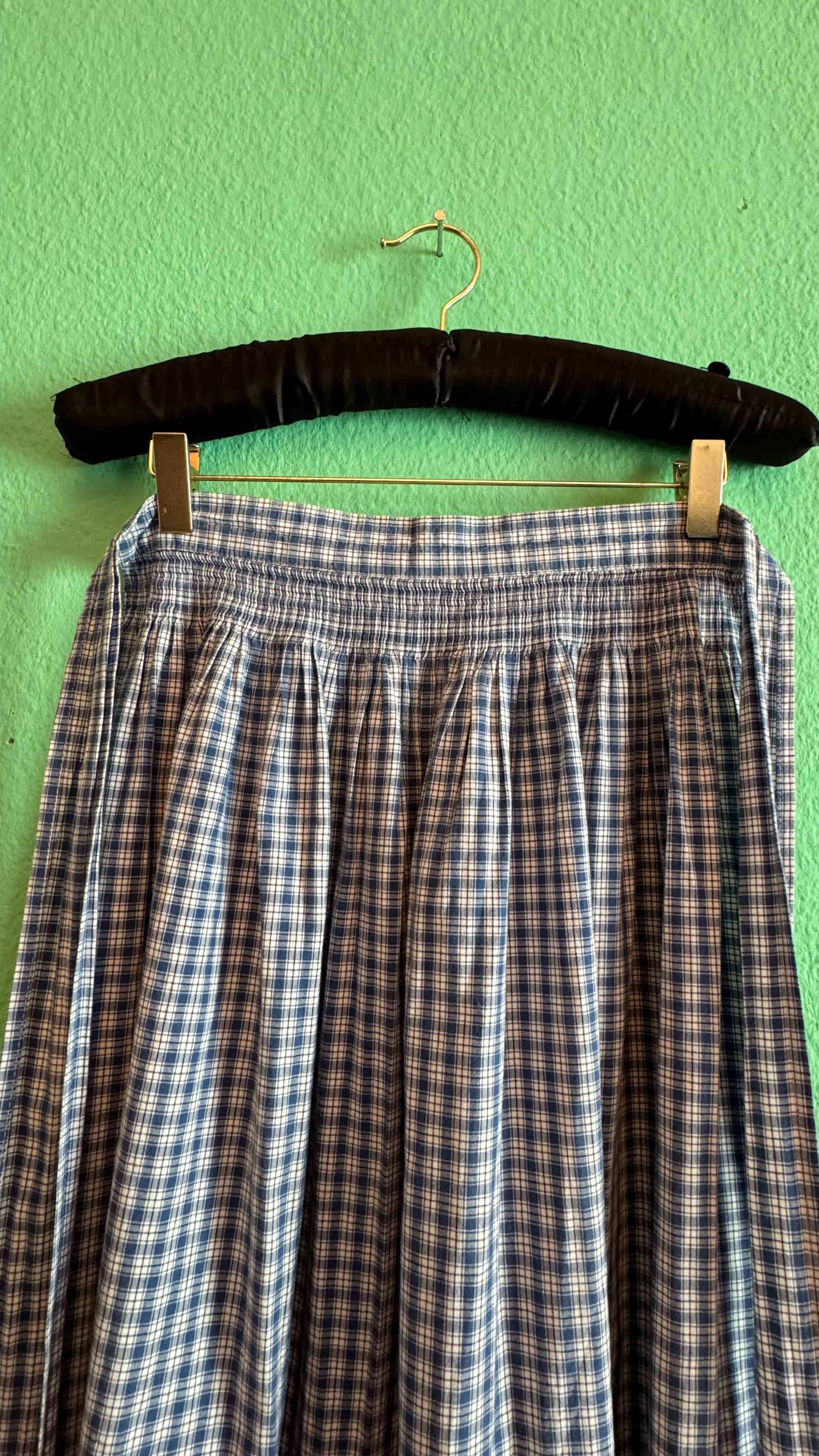 Vintage 1970s Blue Gingham Tracht Apron