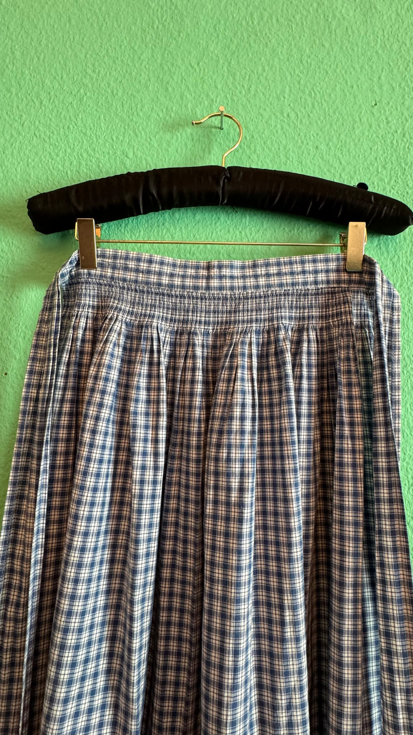 Vintage 1970s Blue Gingham Tracht Apron