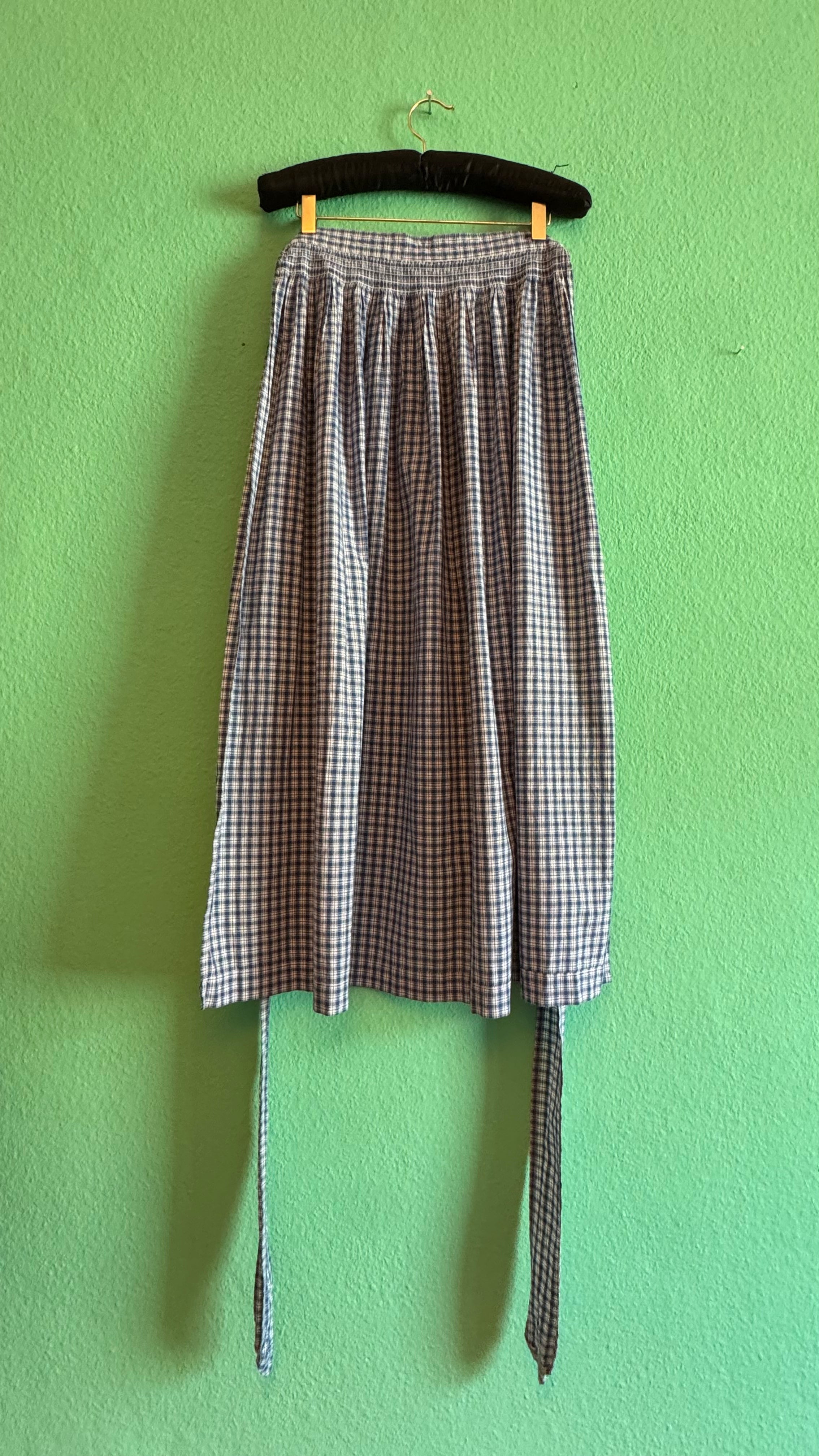 Vintage 1970s Blue Gingham Tracht Apron
