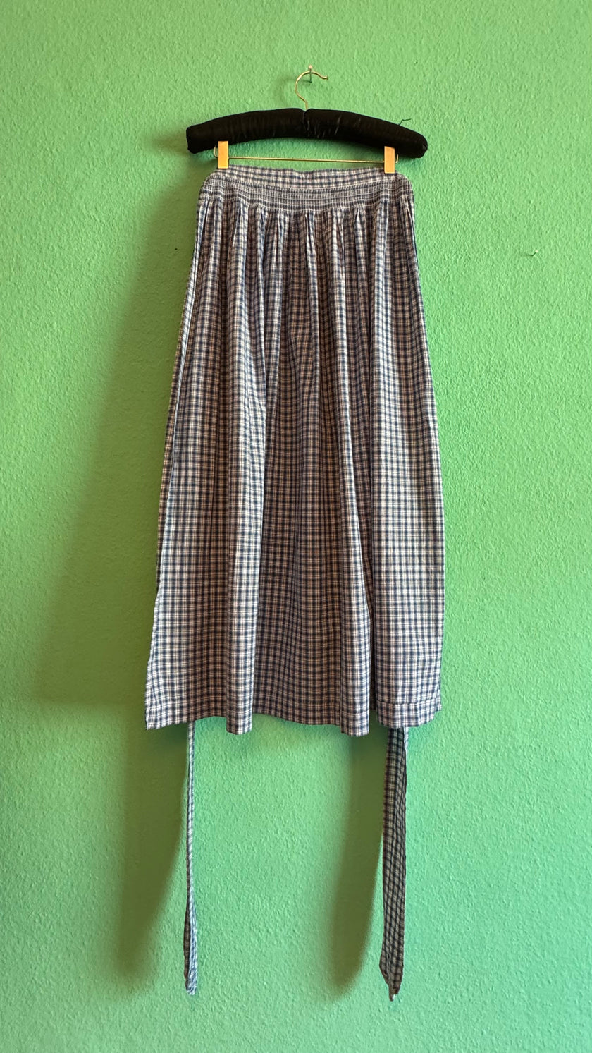 Vintage 1970s Blue Gingham Tracht Apron