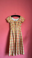 Vintage 1970s Orange Gingham Tracht Dress by Wendelstein Dirndl