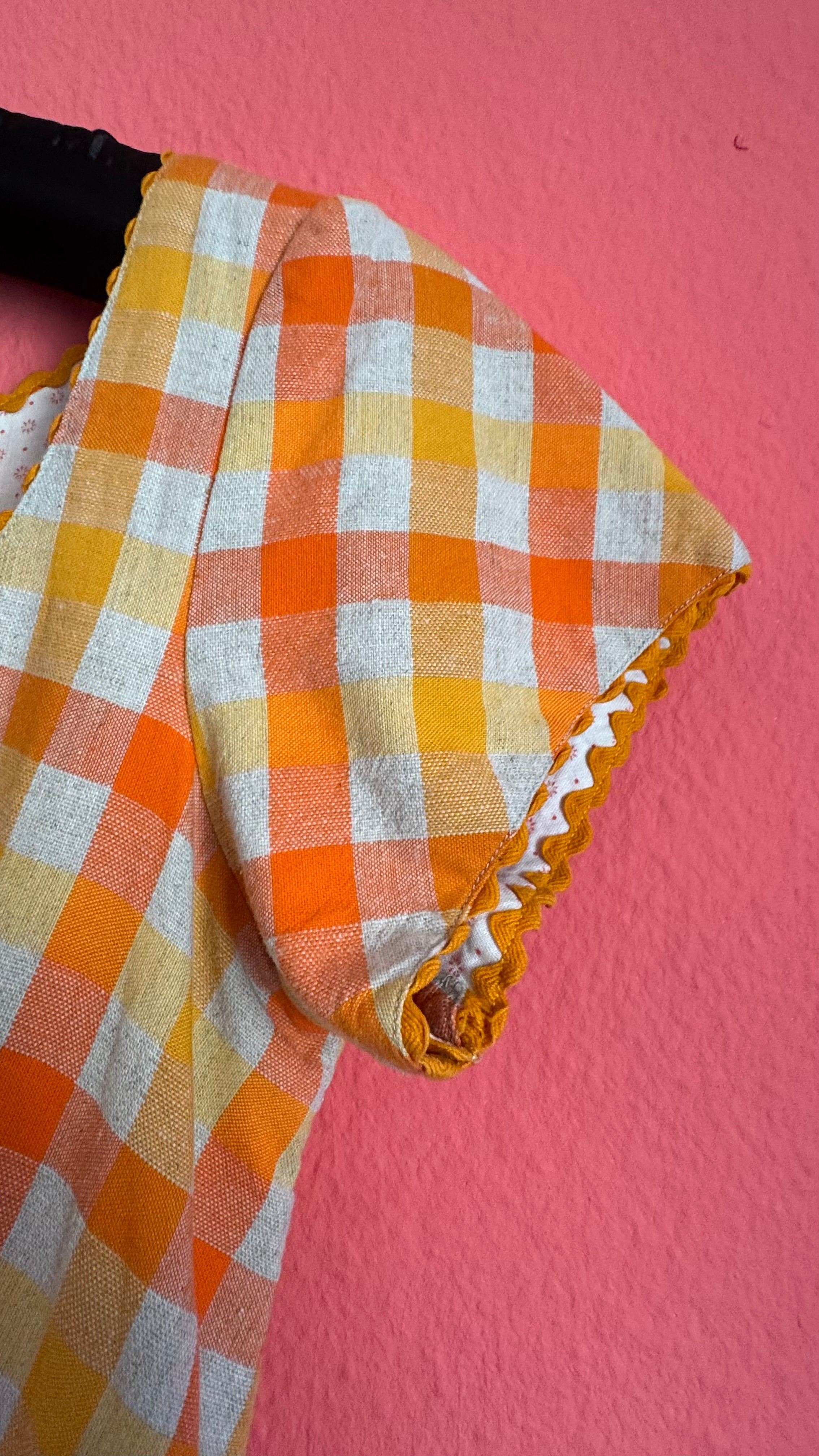 Vintage 1970s Orange Gingham Tracht Dress by Wendelstein Dirndl