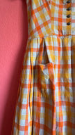 Vintage 1970s Orange Gingham Tracht Dress by Wendelstein Dirndl