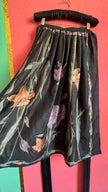 Vintage 1980s Black Floral Wrap Overskirt