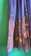 Vintage 1970s Lilac Embroidered Sheer Wrap Apron