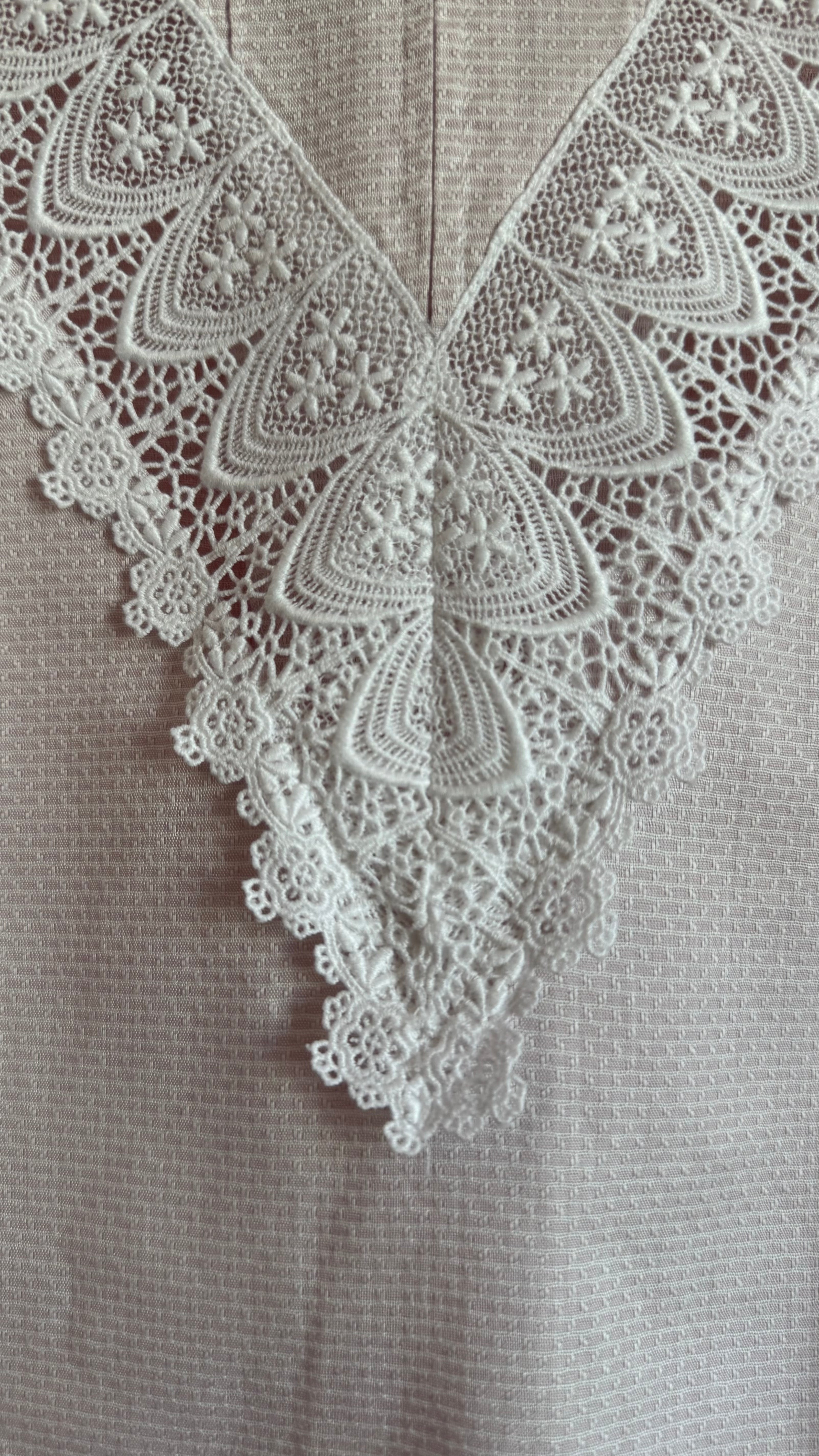Vintage 1980s Ivory Lace High-Neck Tracht Blouse