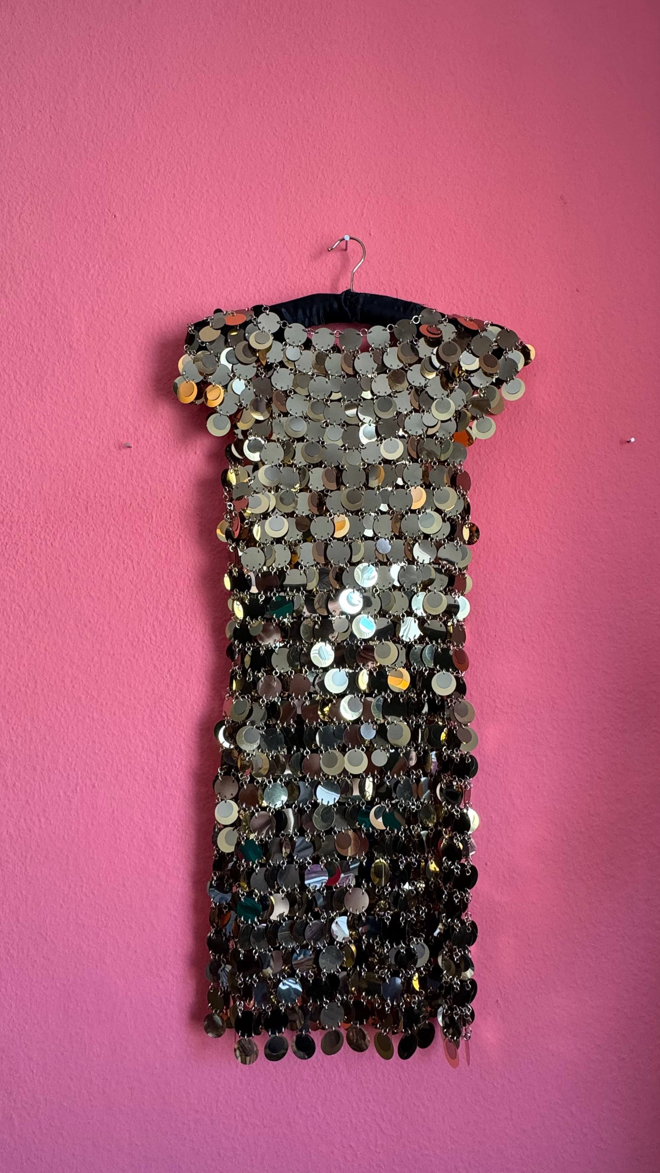 Vintage Paco Rabanne Gold Disc Chainmail Dress
