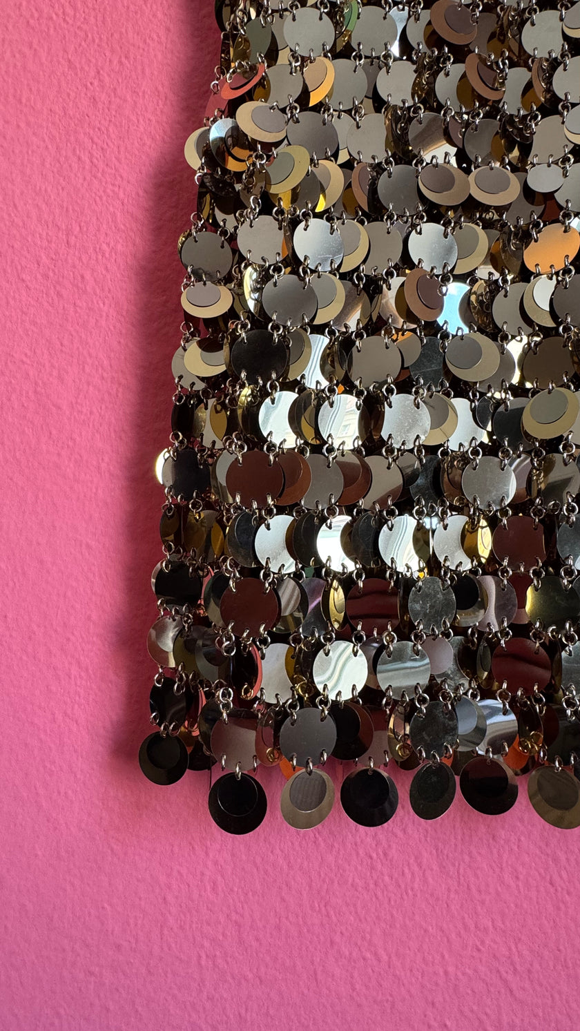 Vintage Paco Rabanne Gold Disc Chainmail Dress