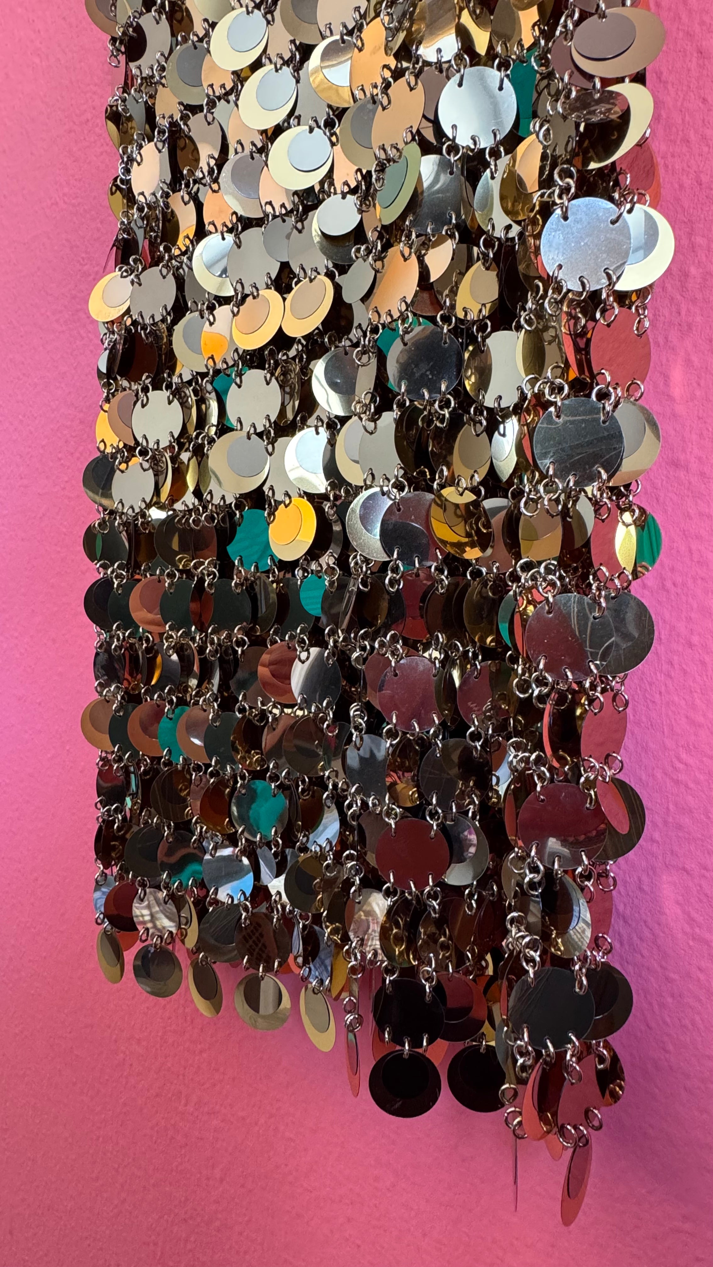 Vintage Paco Rabanne Gold Disc Chainmail Dress