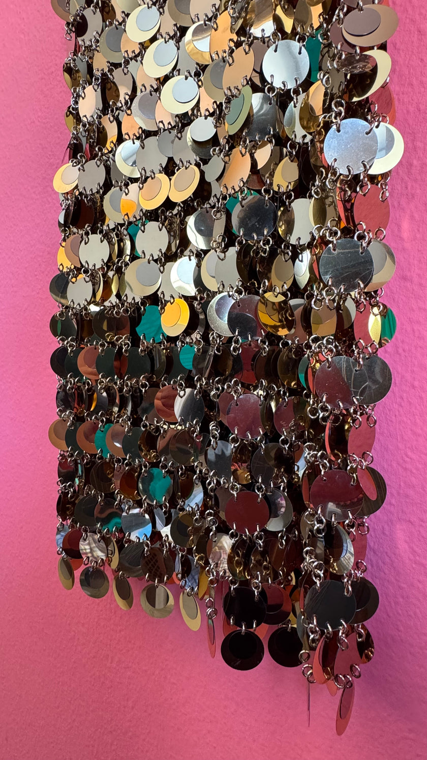 Vintage Paco Rabanne Gold Disc Chainmail Dress