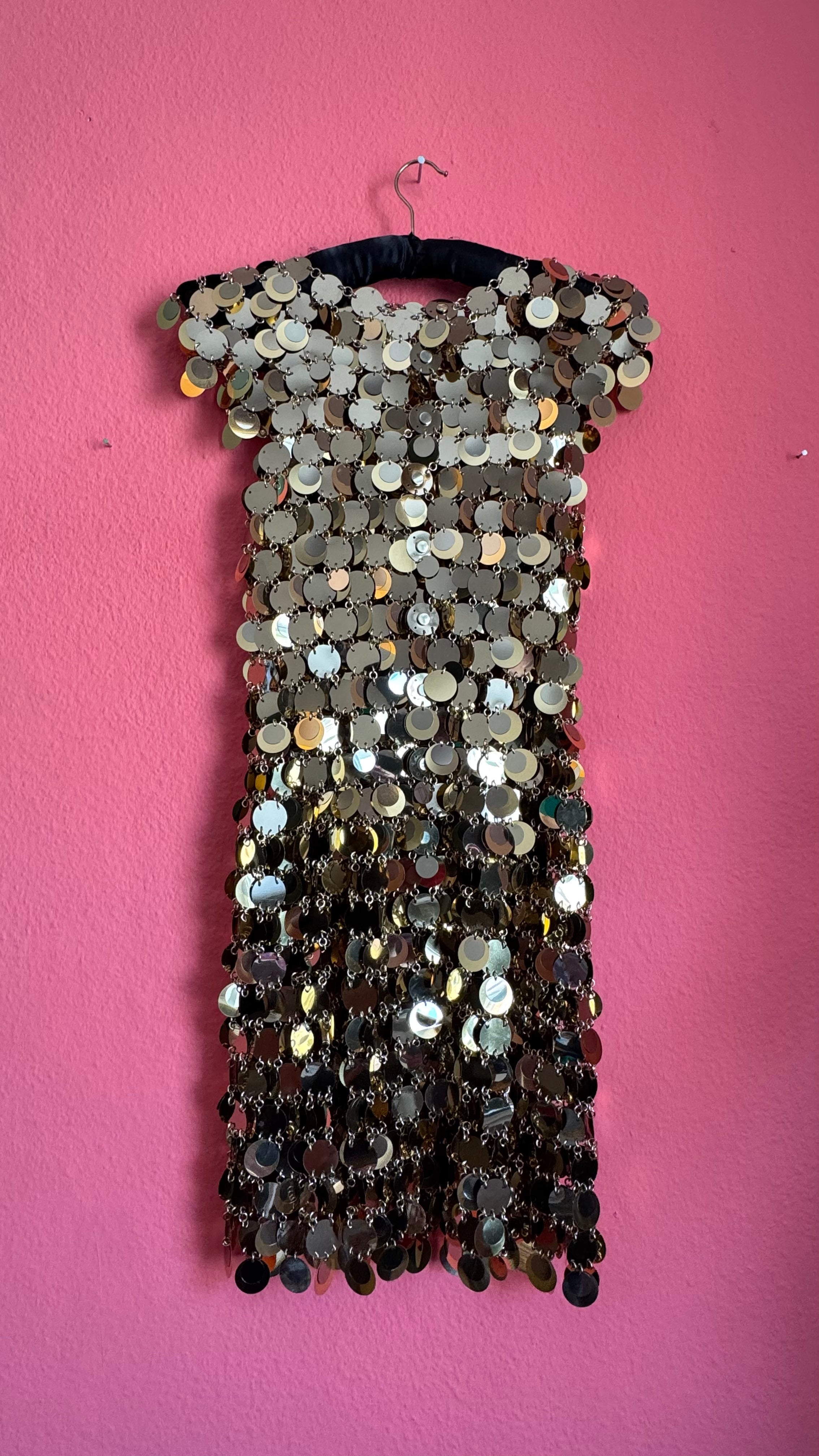 Vintage Paco Rabanne Gold Disc Chainmail Dress