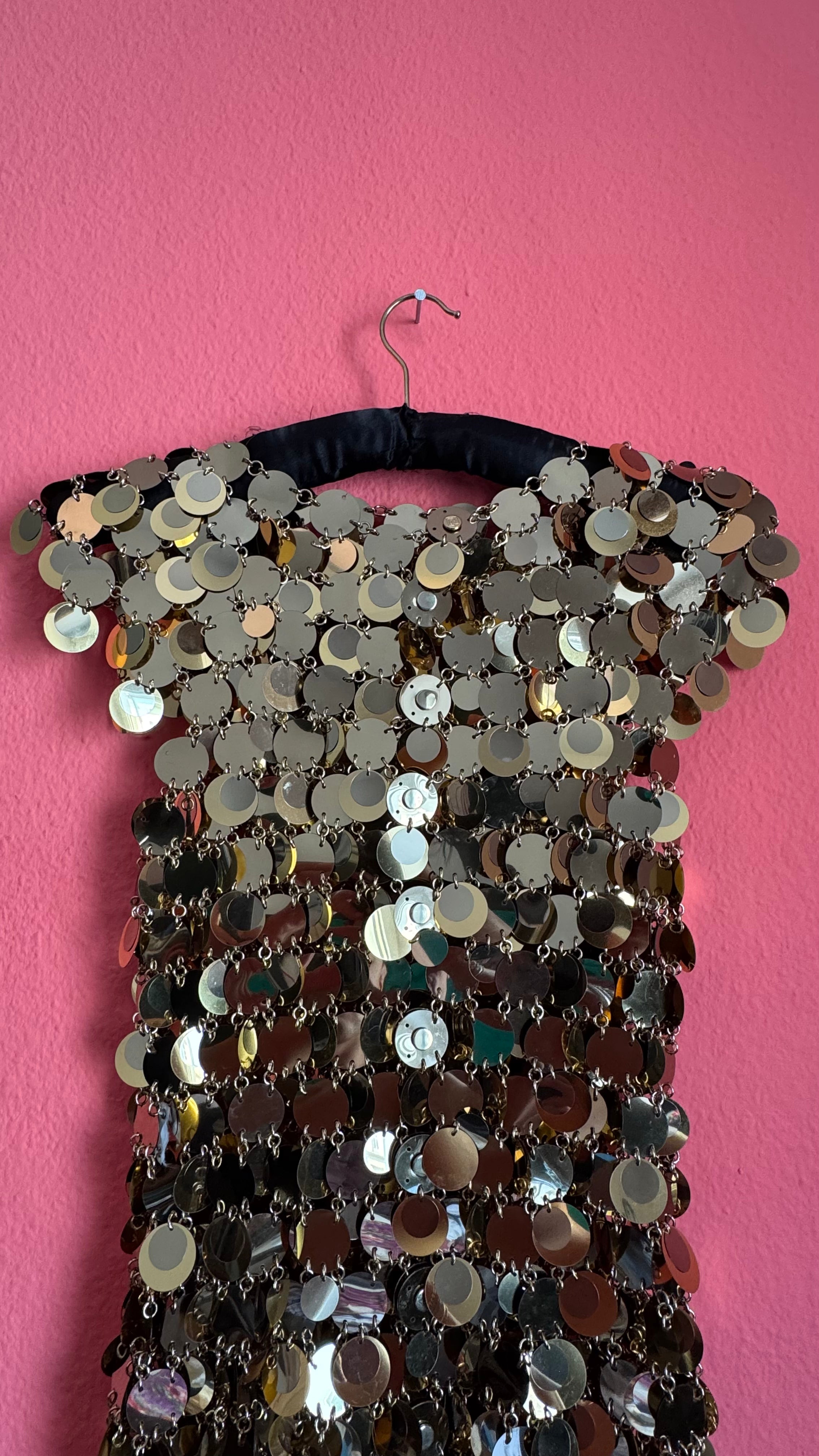 Vintage Paco Rabanne Gold Disc Chainmail Dress