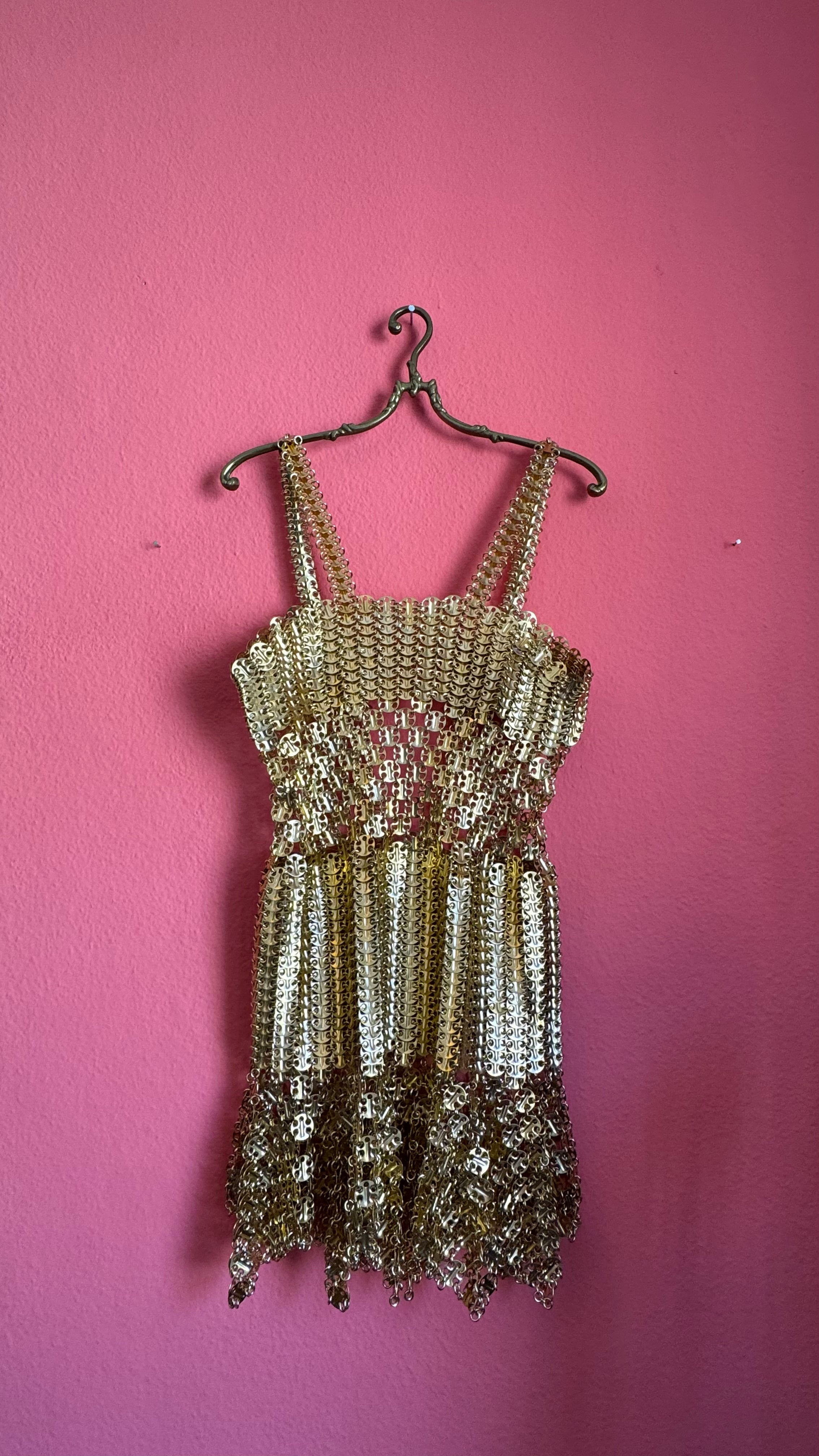 Rare 1967 Paco Rabanne Aluminium And Gilt-Metal Gladiator Mini Dress