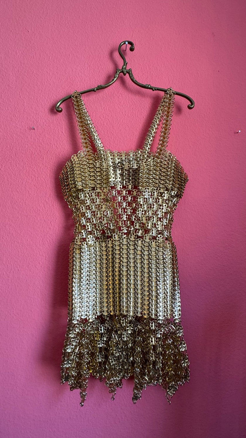 Rare 1967 Paco Rabanne Aluminium And Gilt-Metal Gladiator Mini Dress