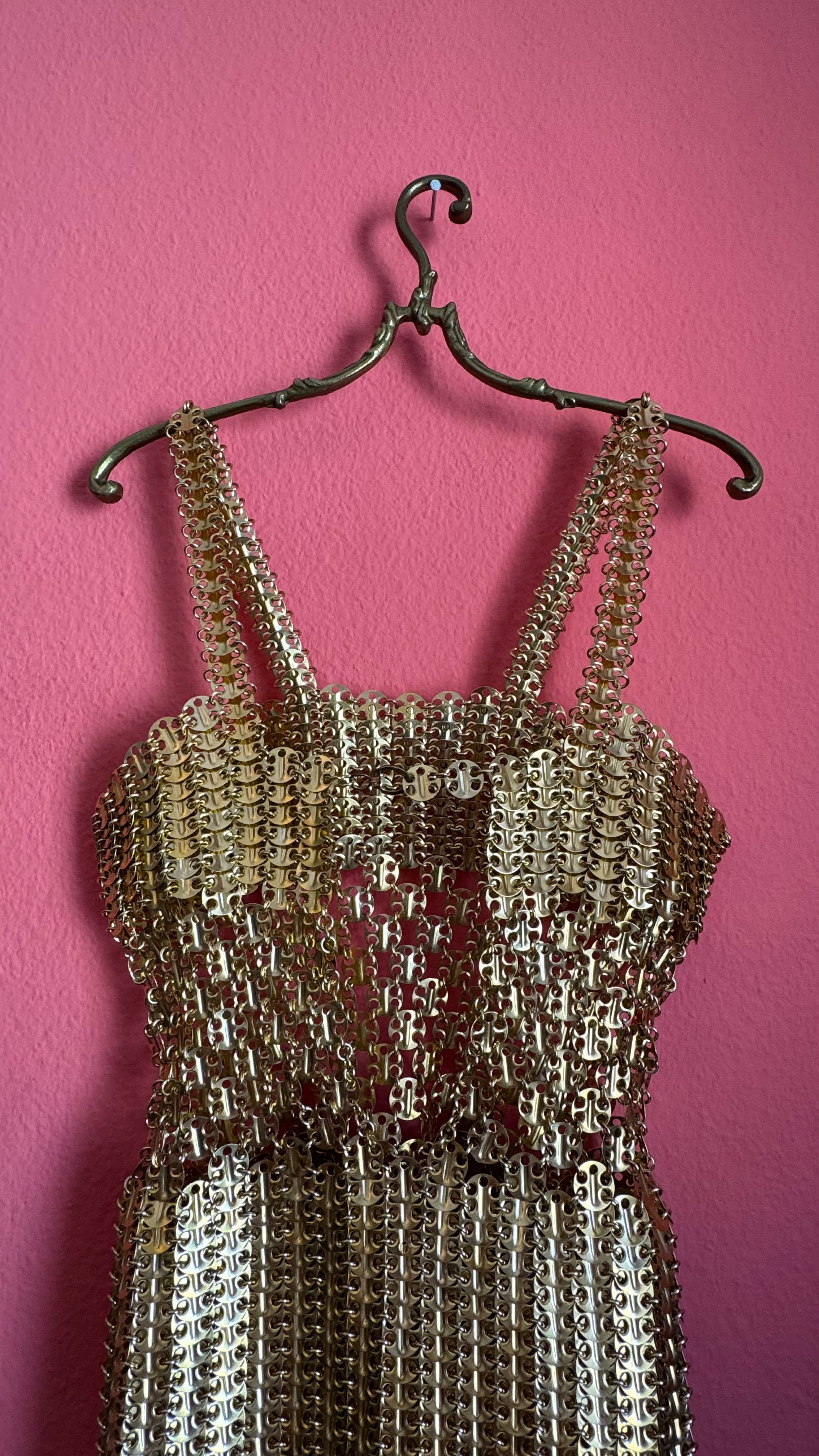 Rare 1967 Paco Rabanne Aluminium And Gilt-Metal Gladiator Mini Dress