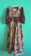 Vintage 1980s Patchwork Plaid Tracht Dirndl Dress