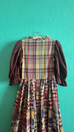 Vintage 1980s Patchwork Plaid Tracht Dirndl Dress
