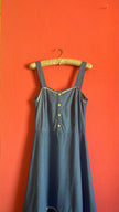 Vintage 1970s Blue Floral Prairie Maxi Dress