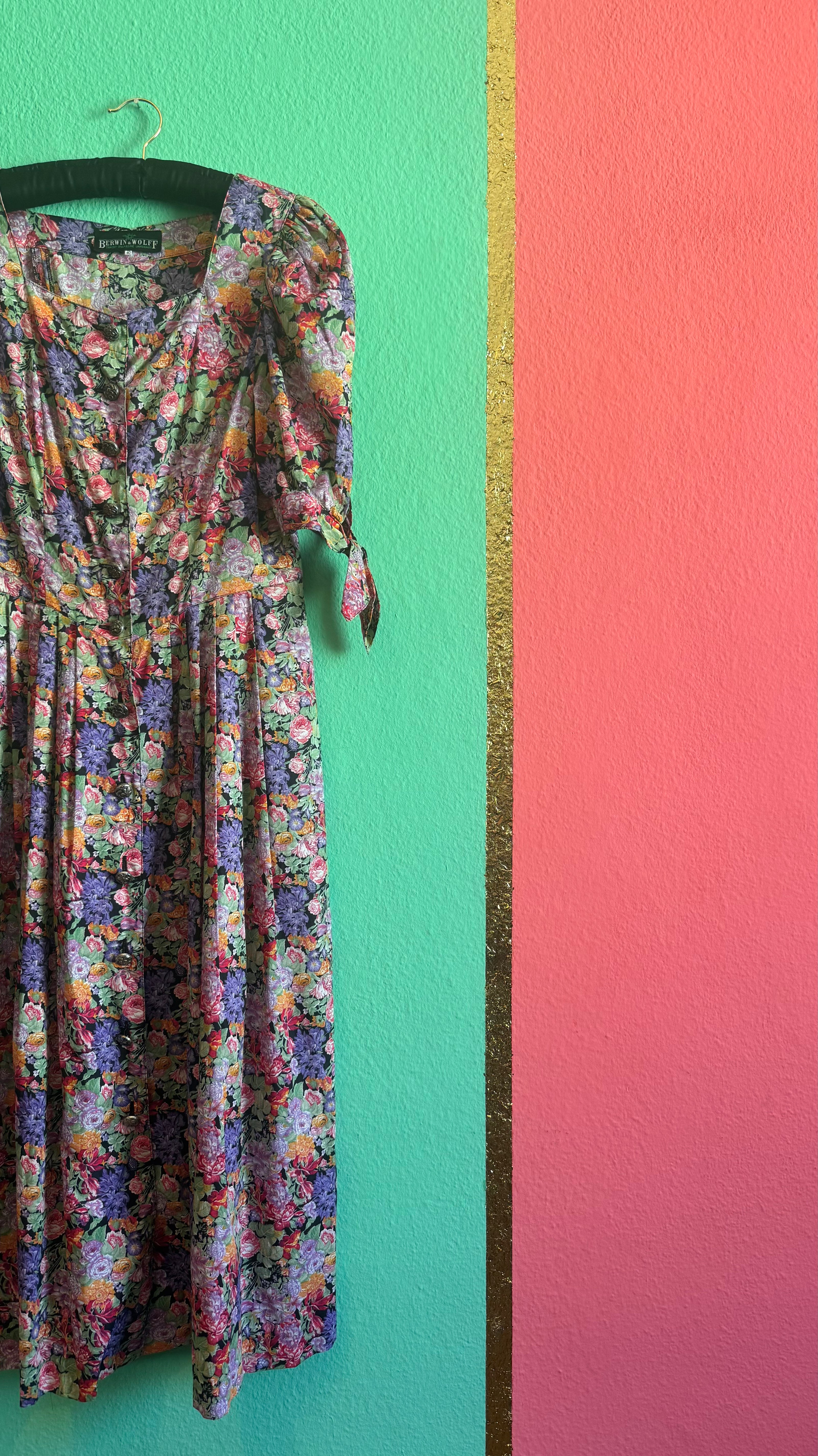 Vintage 1980s Floral Button-Front Maxi Dress by Berwin & Wolff