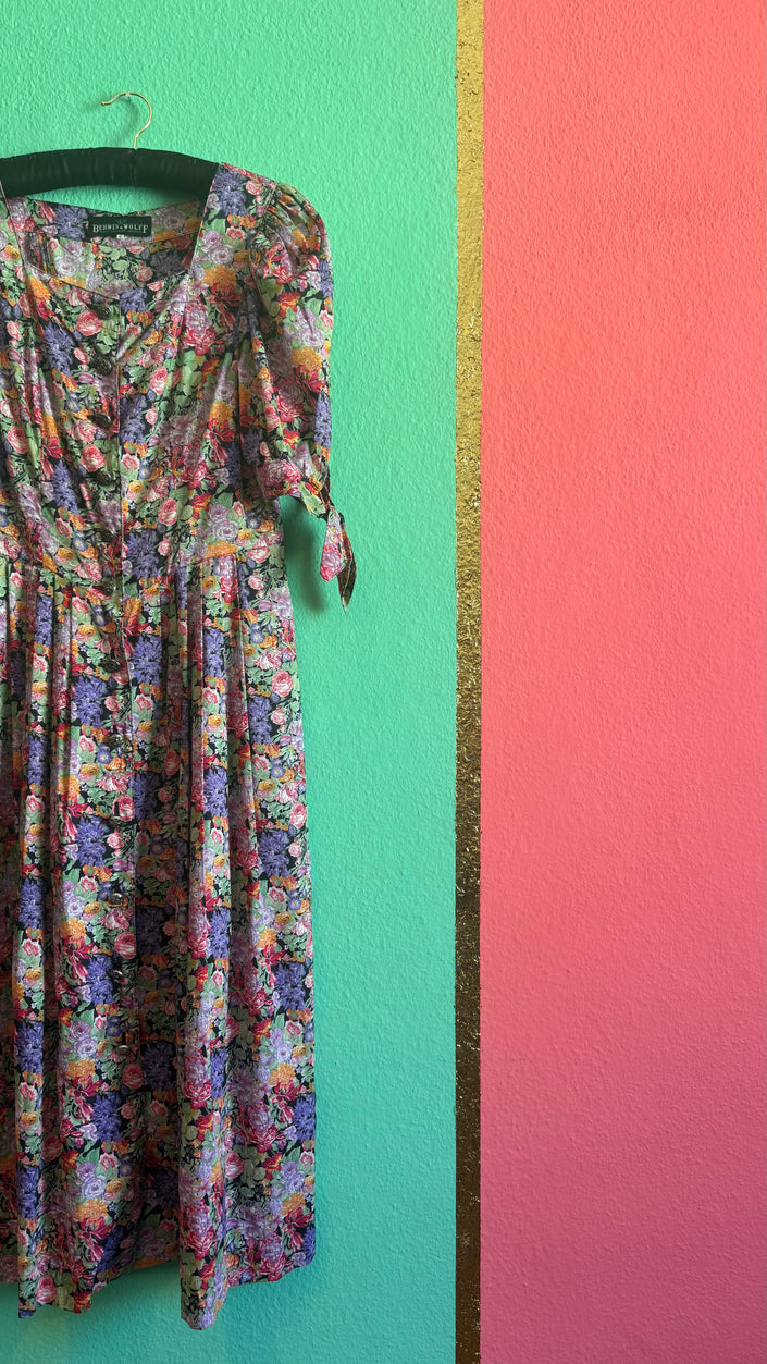 Vintage 1980s Floral Button-Front Maxi Dress by Berwin & Wolff