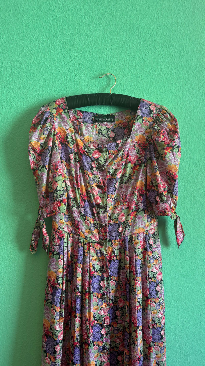 Vintage 1980s Floral Button-Front Maxi Dress by Berwin & Wolff