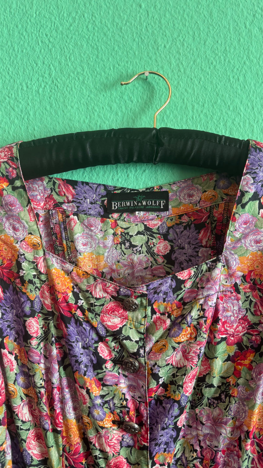 Vintage 1980s Floral Button-Front Maxi Dress by Berwin & Wolff