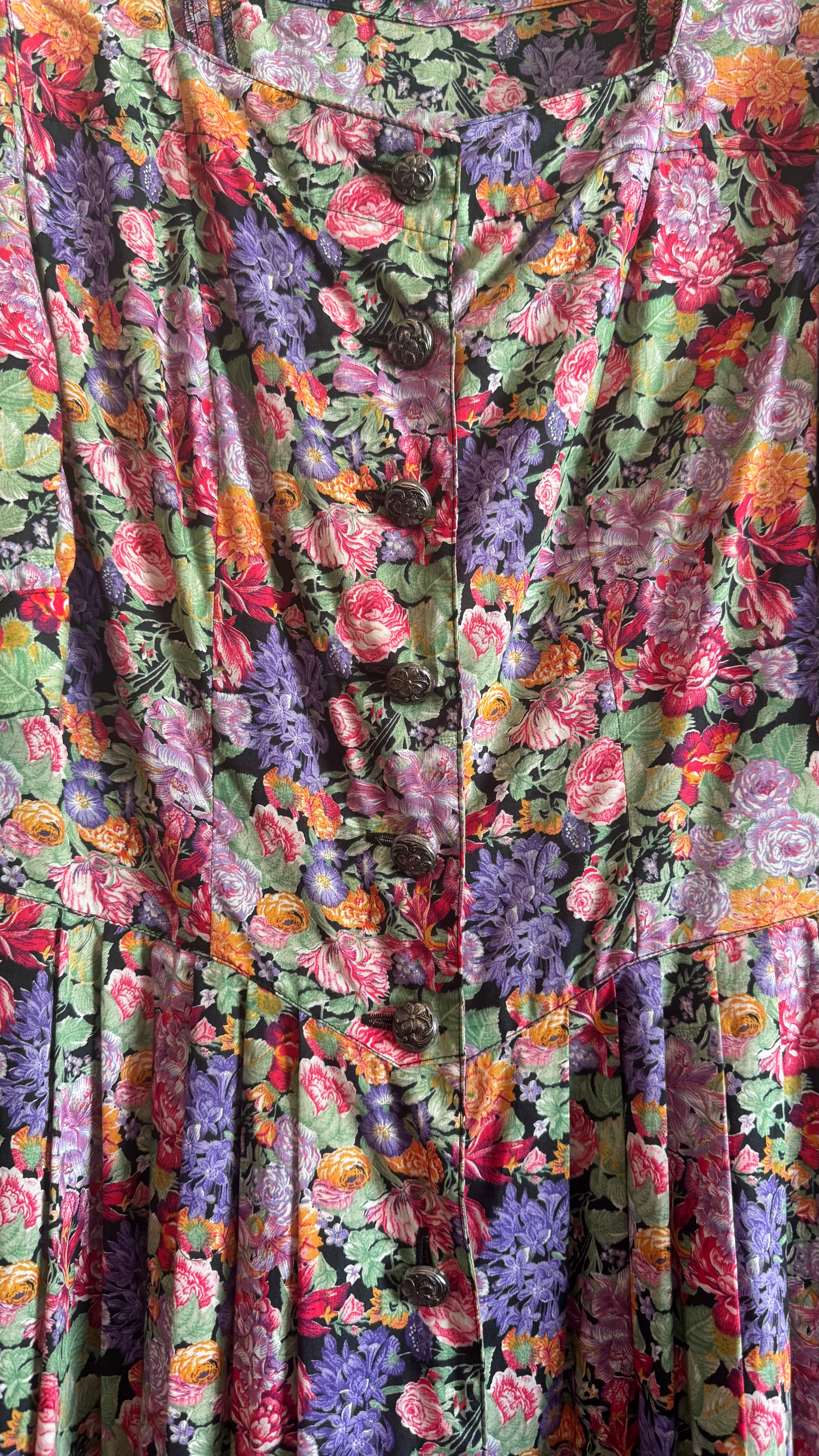Vintage 1980s Floral Button-Front Maxi Dress by Berwin & Wolff