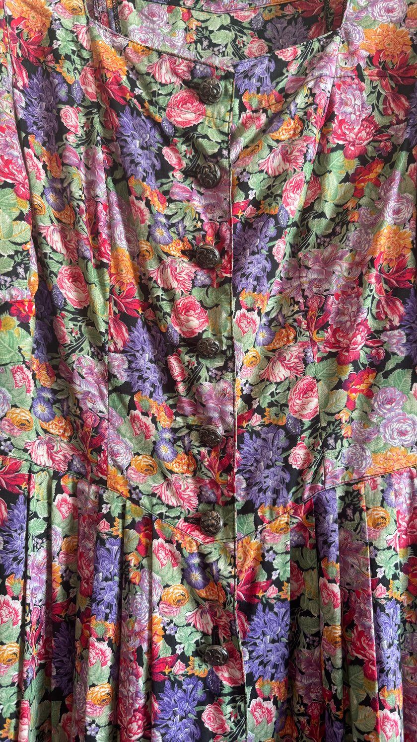 Vintage 1980s Floral Button-Front Maxi Dress by Berwin & Wolff