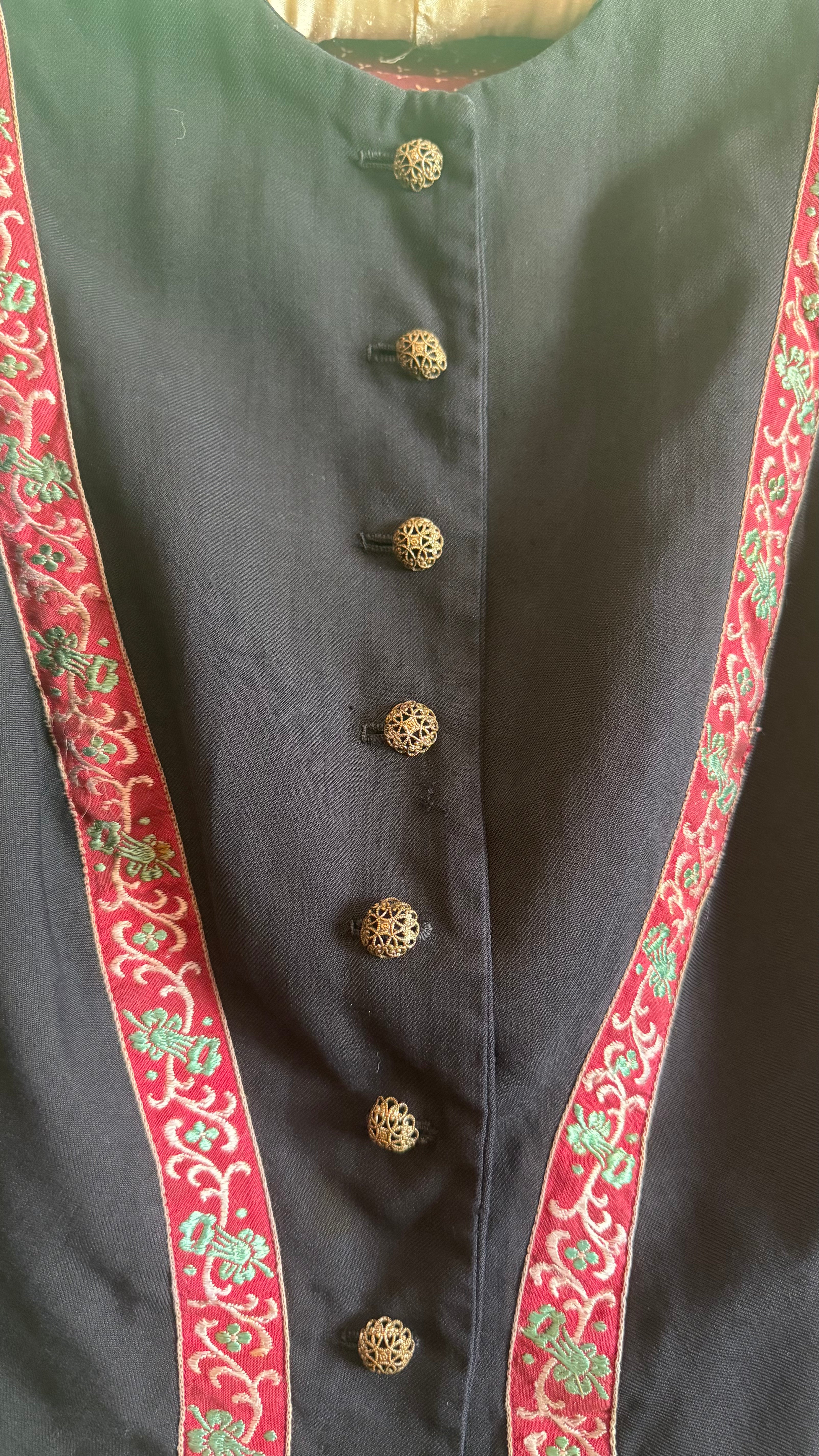 Vintage 1980s Black Tracht Jacket With Woven Red Trim