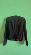 Vintage 1980s Black Tracht Jacket With Woven Red Trim