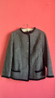 Vintage 1980s Grey Tracht Jacket With Coin-Style Buttons