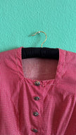 Vintage 1980s Red Checked Peplum Tracht Blouse