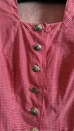 Vintage 1980s Red Checked Peplum Tracht Blouse