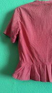 Vintage 1980s Red Checked Peplum Tracht Blouse