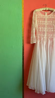 Vintage 1980s Ivory Lace Chiffon Bridal Maxi Dress
