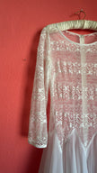 Vintage 1980s Ivory Lace Chiffon Bridal Maxi Dress