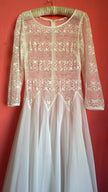Vintage 1980s Ivory Lace Chiffon Bridal Maxi Dress