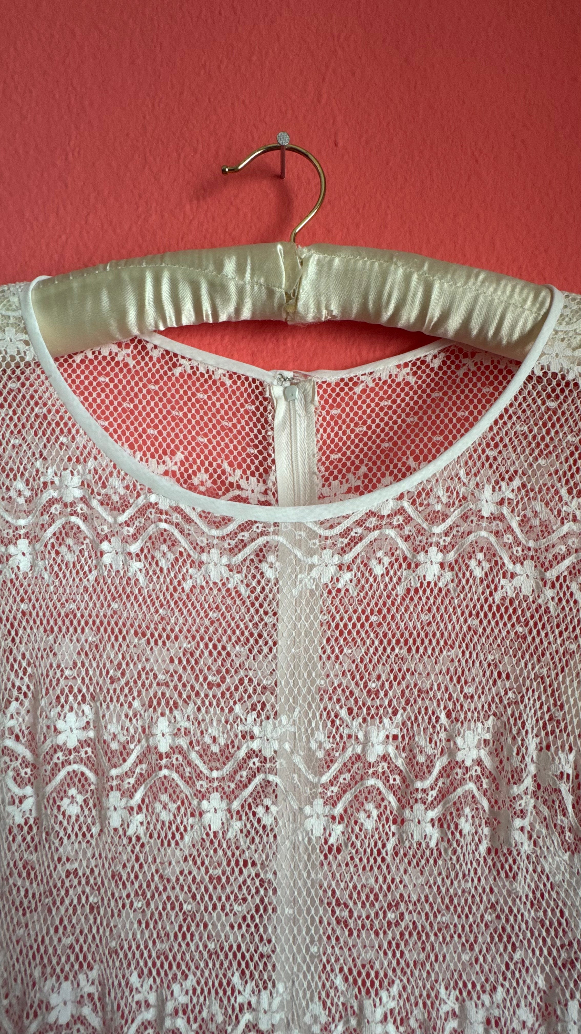 Vintage 1980s Ivory Lace Chiffon Bridal Maxi Dress