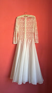 Vintage 1980s Ivory Lace Chiffon Bridal Maxi Dress