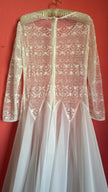 Vintage 1980s Ivory Lace Chiffon Bridal Maxi Dress