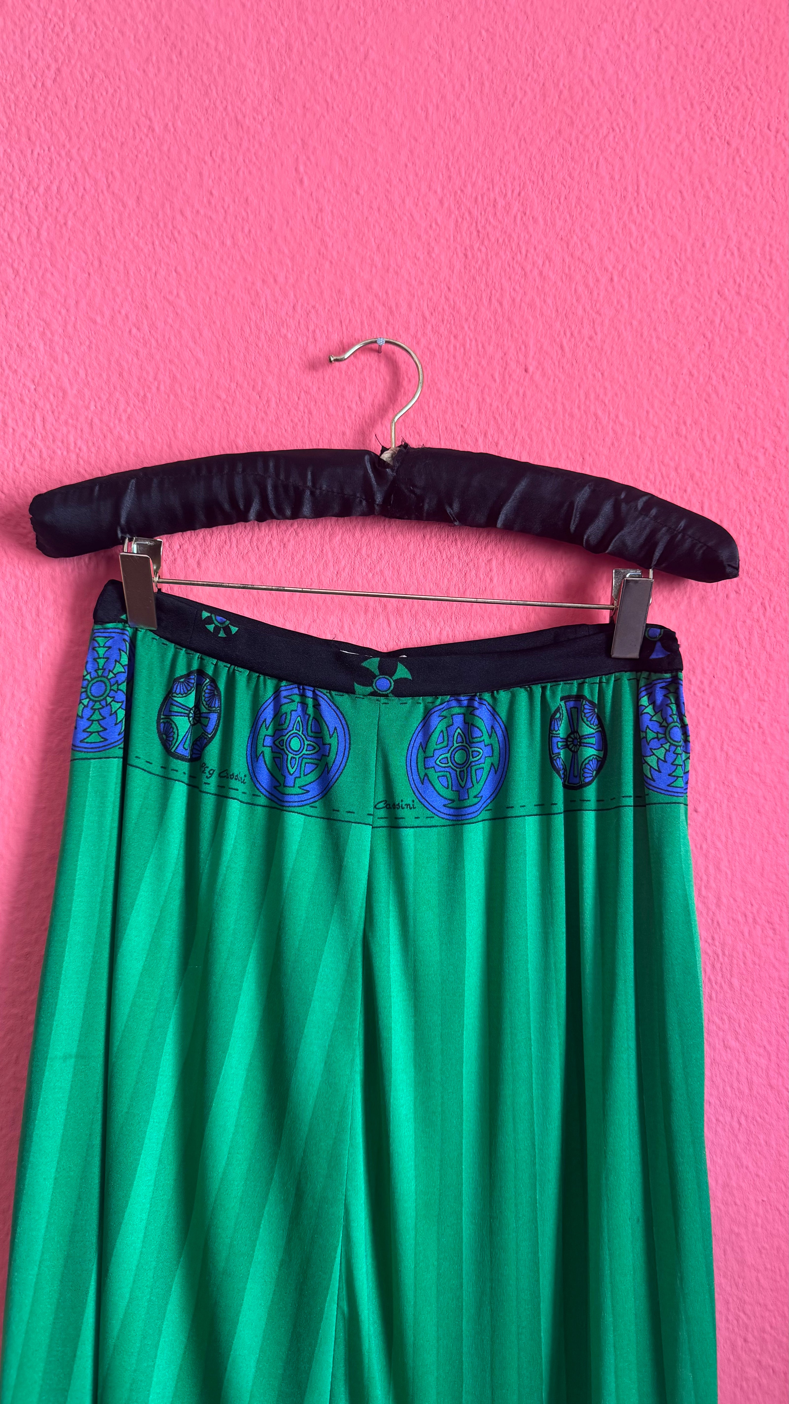 Vintage 1980s Oleg Cassini Emerald Green Midi Skirt