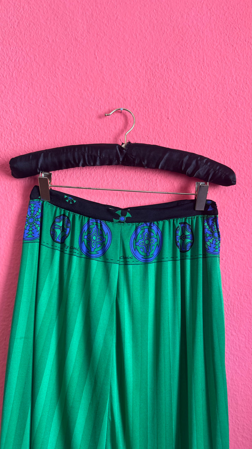 Vintage 1980s Oleg Cassini Emerald Green Midi Skirt