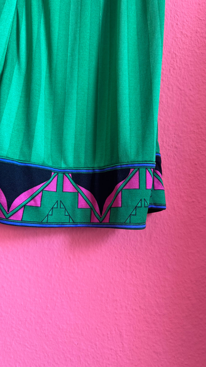 Vintage 1980s Oleg Cassini Emerald Green Midi Skirt