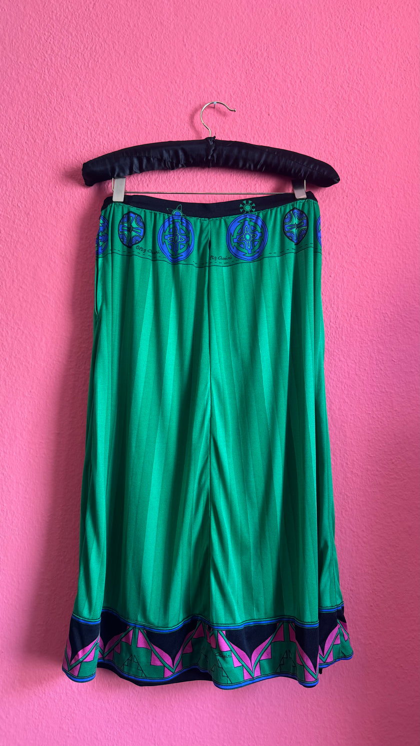 Vintage 1980s Oleg Cassini Emerald Green Midi Skirt