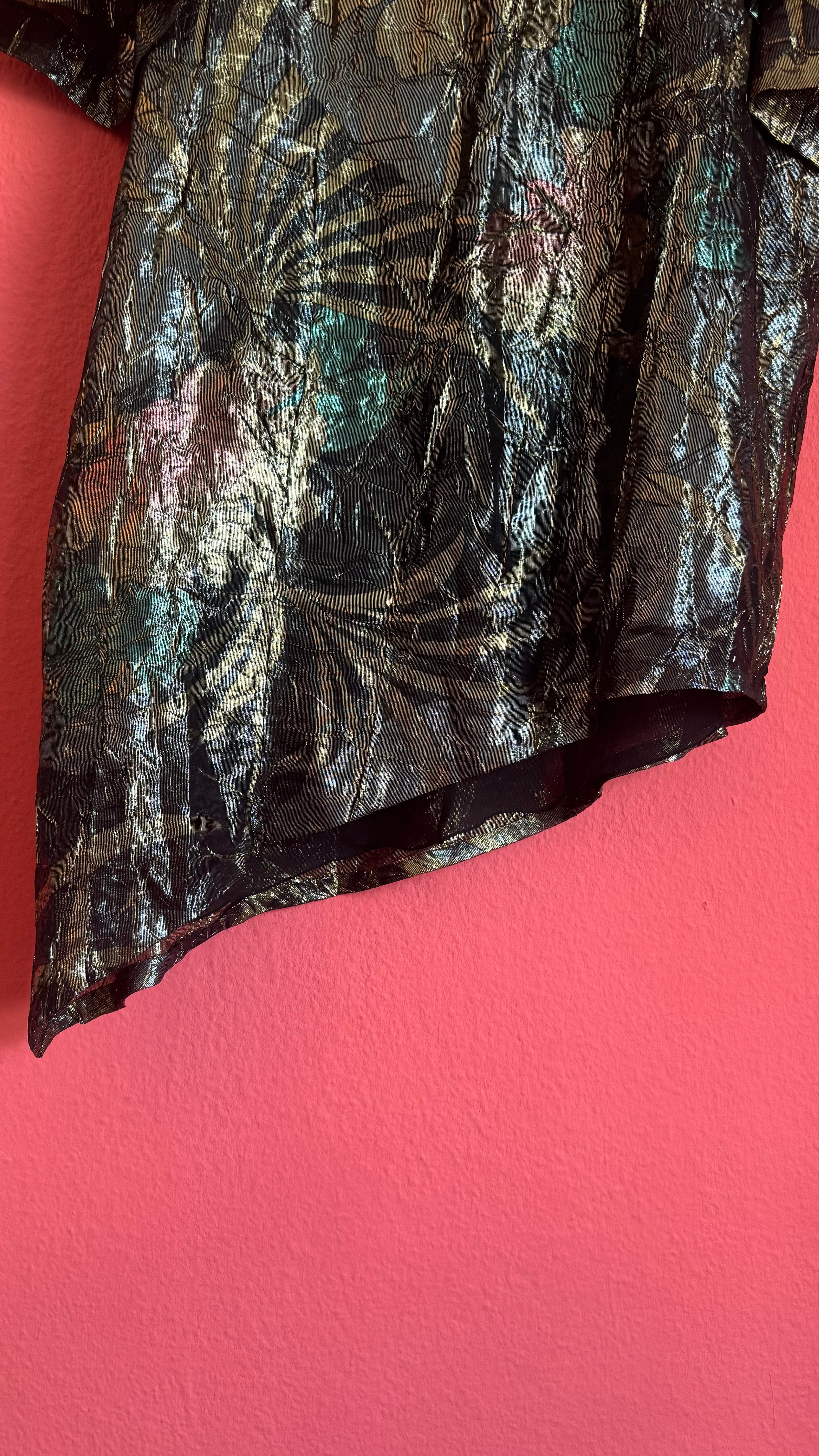 Vintage 1980s Metallic Oversized Dress With Two Matching Scarves